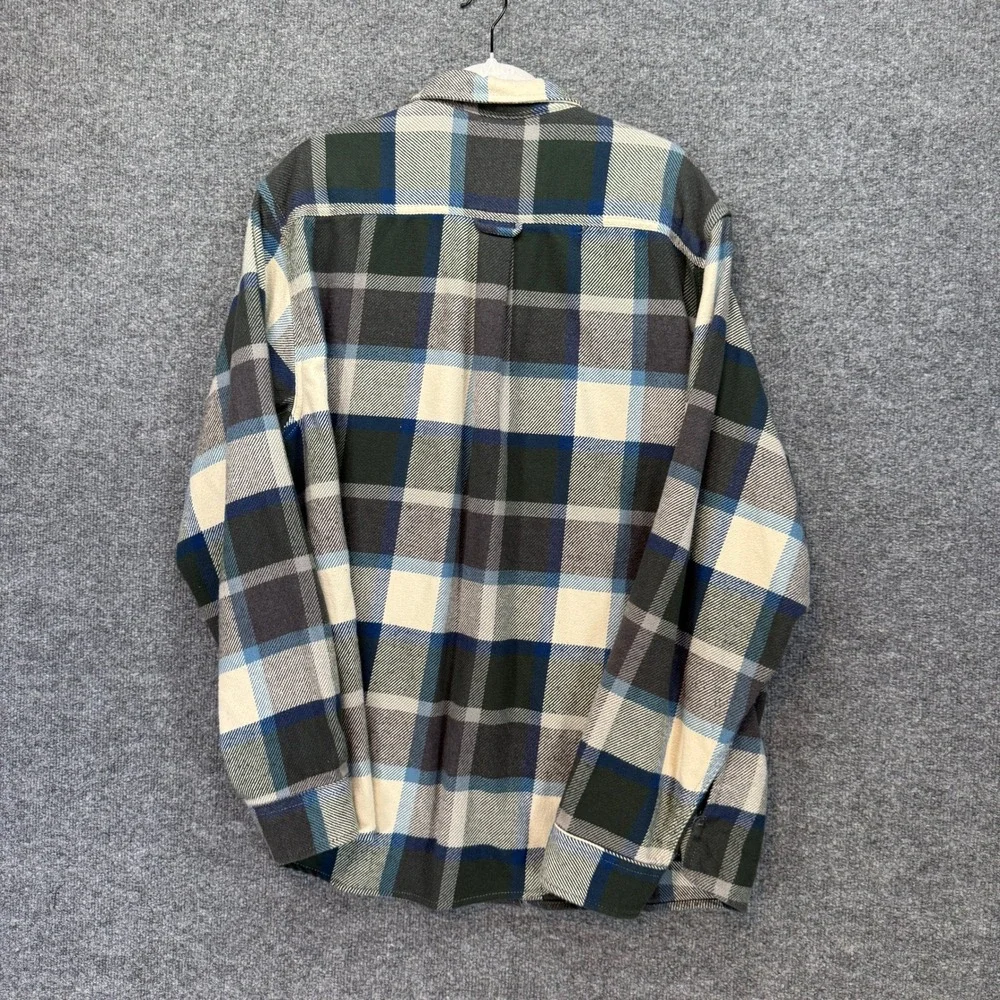 Orvis Flannel Shirt‎ Jacket Mens XXL Blue Green Fleece Lined Plaid Shacket Heavy